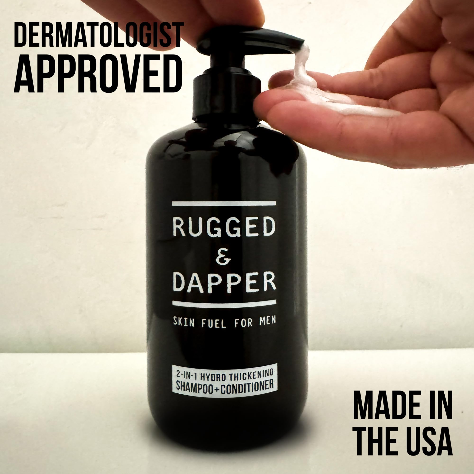 RUGGED & DAPPER limpieza equilibrada con hidratación para cabello y cuero cabelludo.