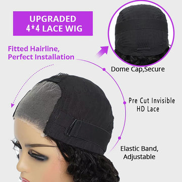 Peluca RUI MEI SI con onda profunda de cabello humano para estilo suave y duradero