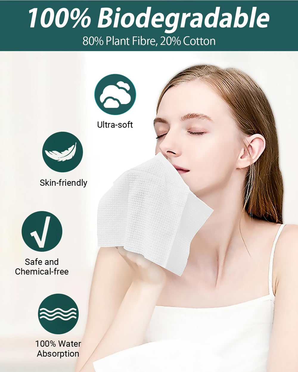 RUIJIU toalla desechable tamaño grande para rostro y cuello