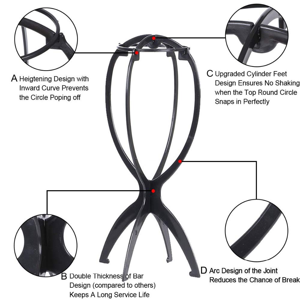 Ruiwen hair: soporte de pelucas plegable para almacenamiento cómodo y ligero.