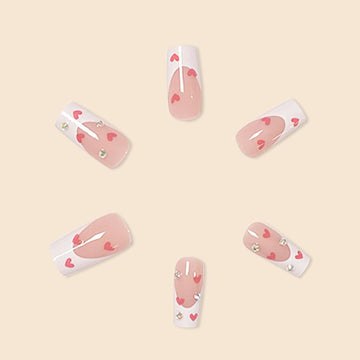 Uñas postizas RUPOFUZA con diseño francés, brillo duradero para fiestas y ocasiones especiales.