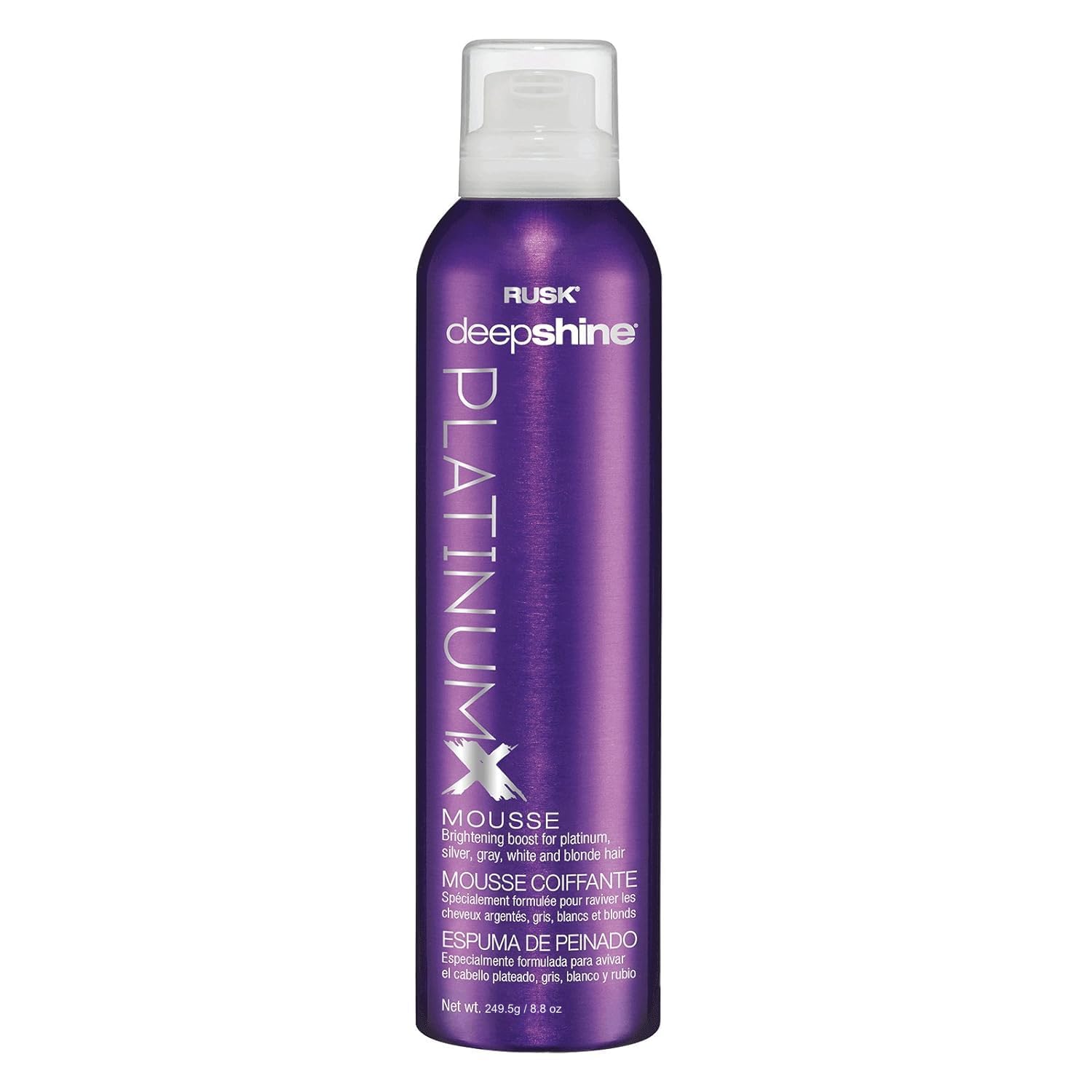 RUSK Deepshine PlatinumX Mousse: aplicación en cabello mojado para volumen suave