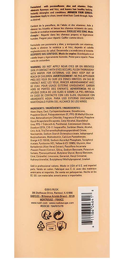RUSK Sensories Smoother aplicación en cabello húmedo para resultados suaves.