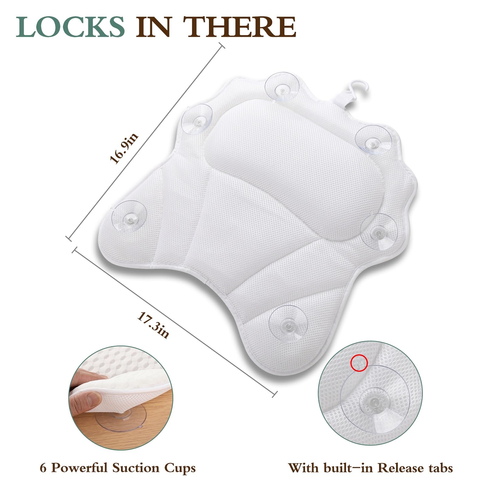 RUVINCE almohada de baño con soporte para cabeza y cuello.