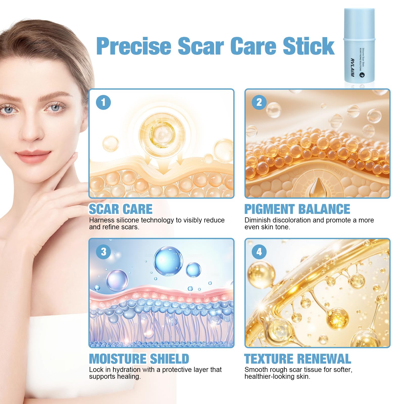 Rvlaim Stick Silicona, fórmula sin fragancia apta para piel sensible