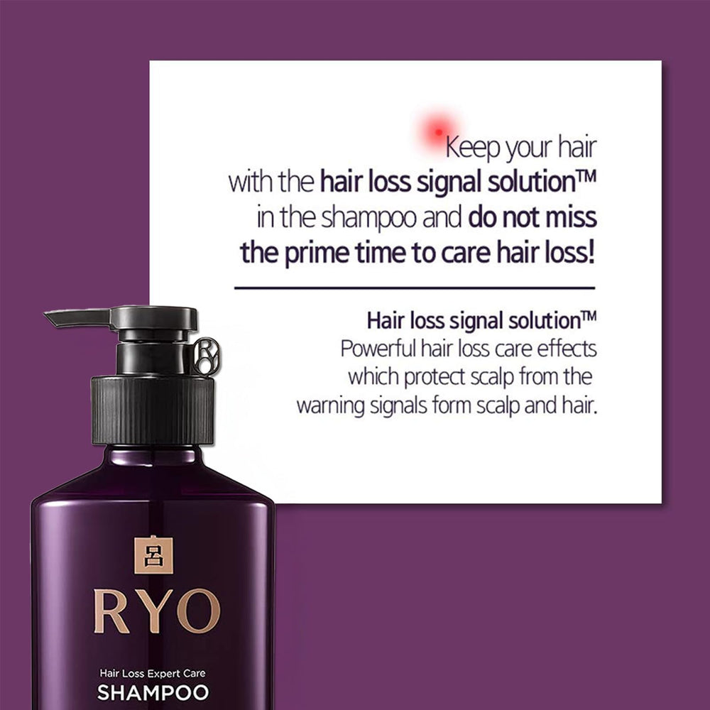 Ryo Shampooing Expert: extrait de ginseng feuilles et racines nourrissant le cuir chevelu.