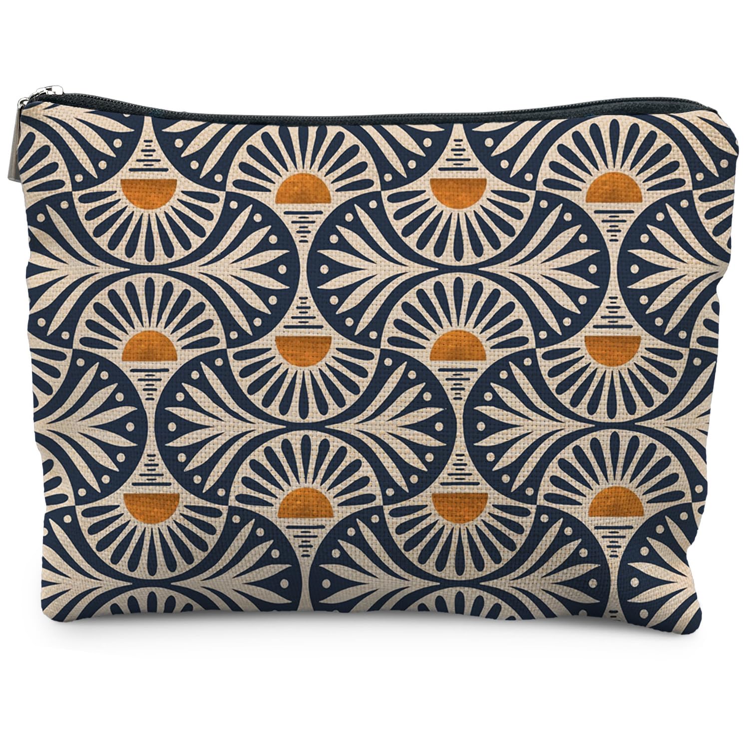 RYYCDOI bolso de maquillaje boho con hojas de atardecer, ideal para viajes y organización.