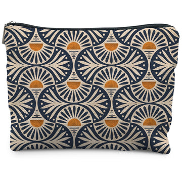 RYYCDOI bolso de maquillaje boho con hojas de atardecer, ideal para viajes y organización.