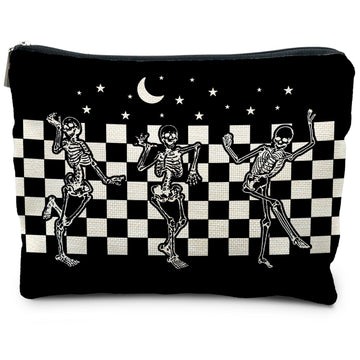 RYYCDOI bolso de maquillaje gótico, vista frontal elegante y práctica.