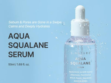 S.NATURE Aqua Squalane Serum, textura rica y absorción rápida para piel cómoda.