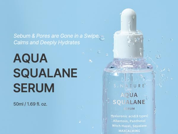 S.NATURE Aqua Squalane Serum, textura rica y absorción rápida para piel cómoda.