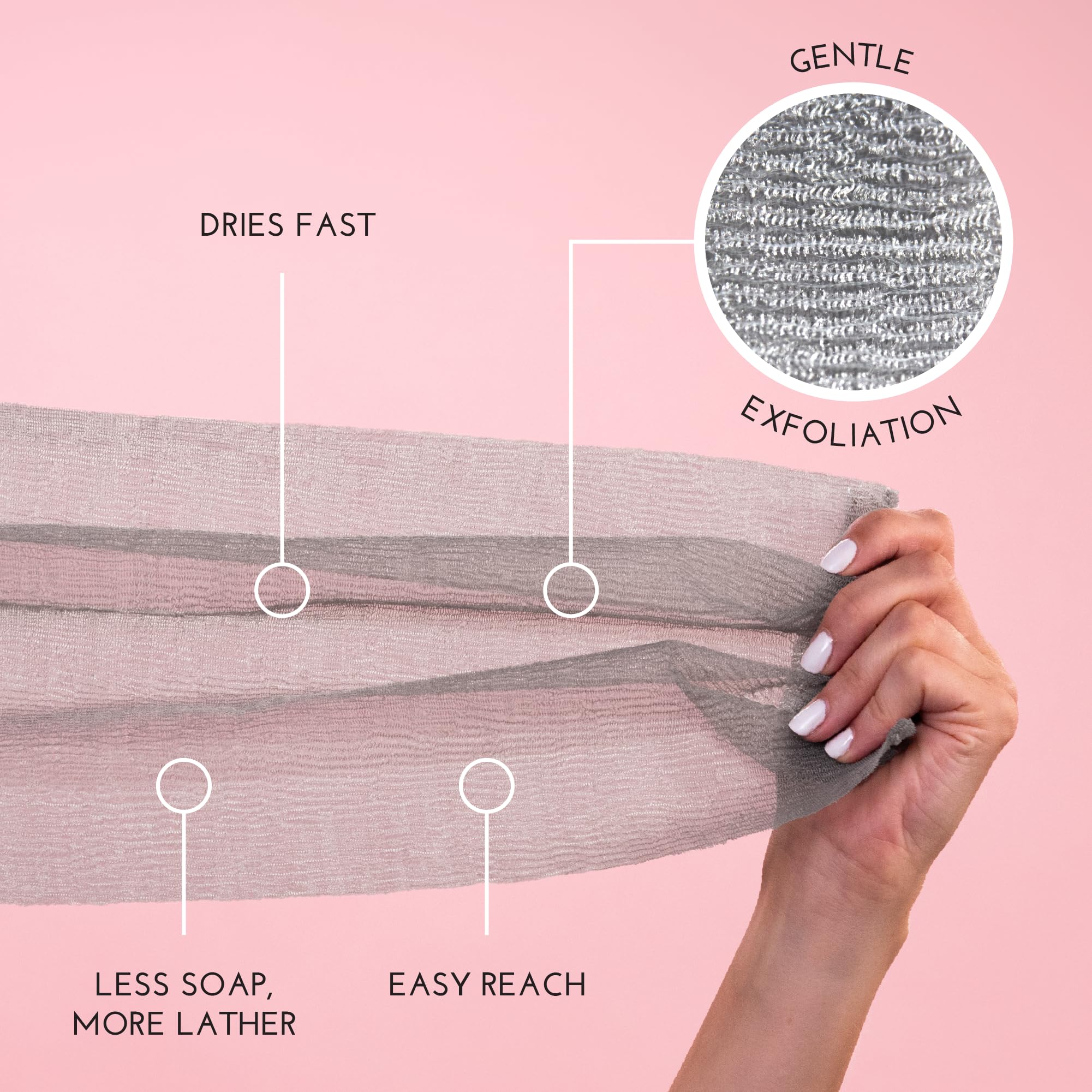 S&T INC. toallas exfoliantes largas para cubrir la espalda y exfoliar suavemente.