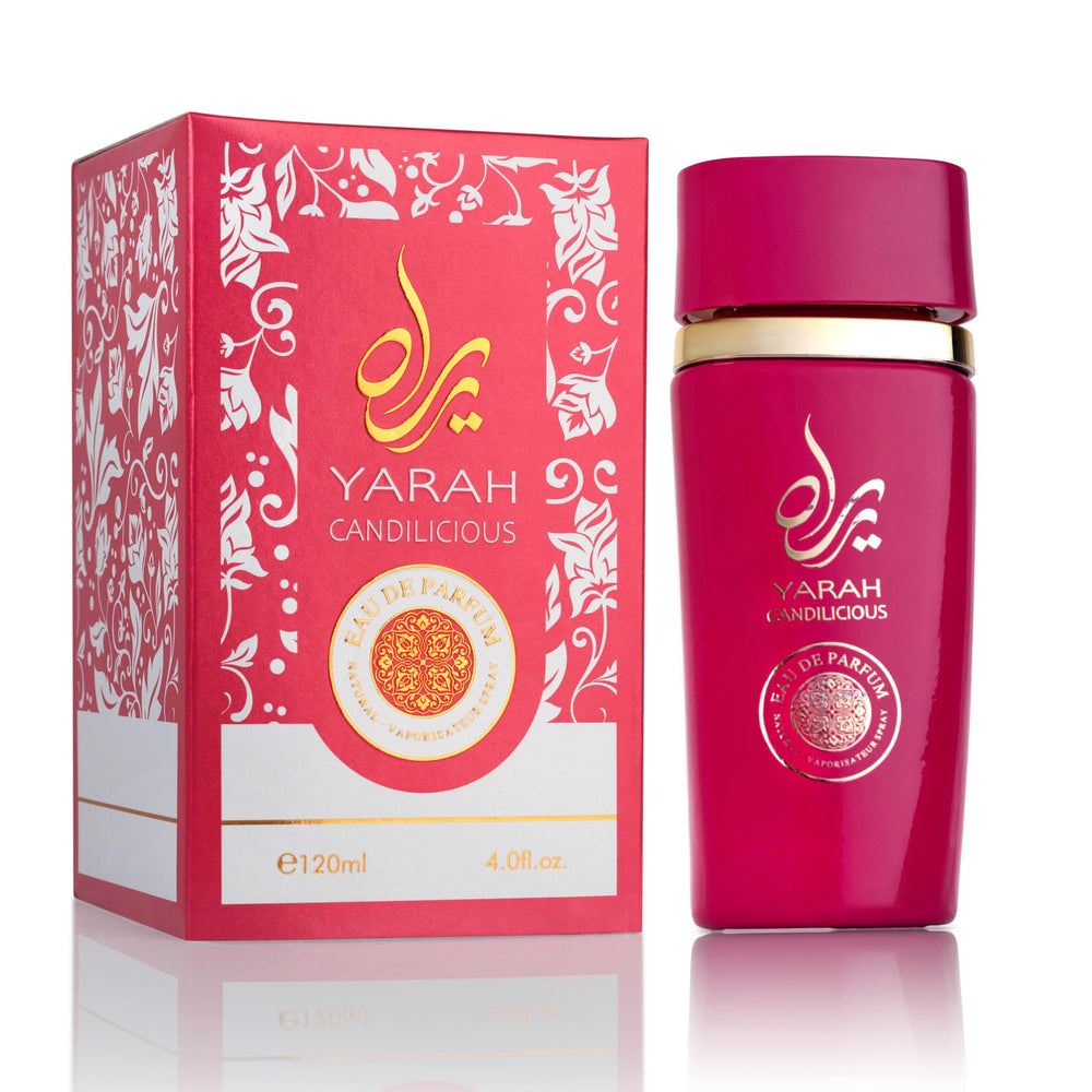 SAADAH Yarah Candilicious bottle front showcases a fruity floral profile for confident everyday wear.