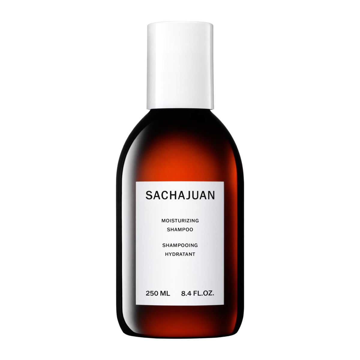Shampoing hydratant SACHAJUAN en bouteille 250 ml prête à hydrater les cheveux.