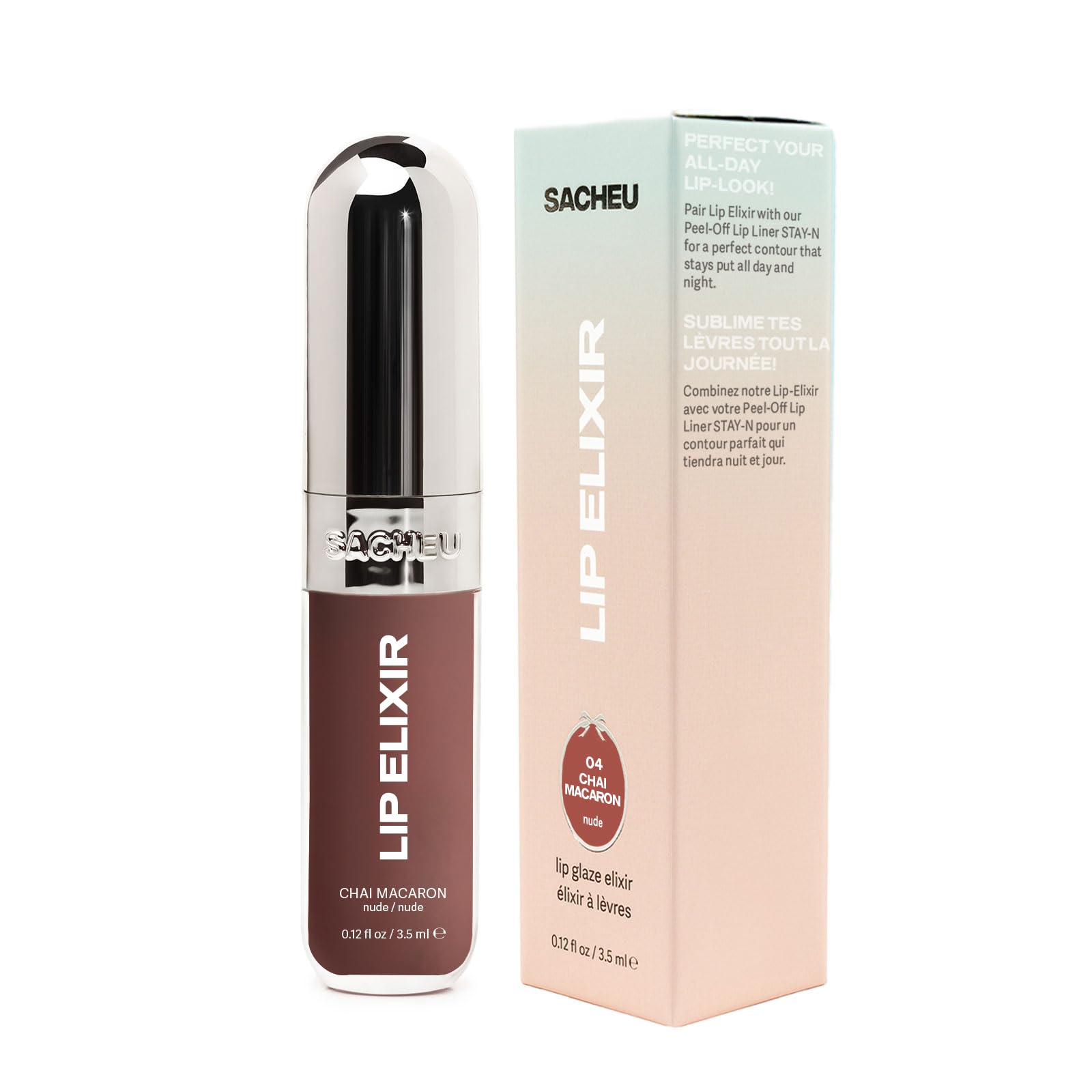 Sacheu Lip Elixir para aplicación diaria y look pulido.