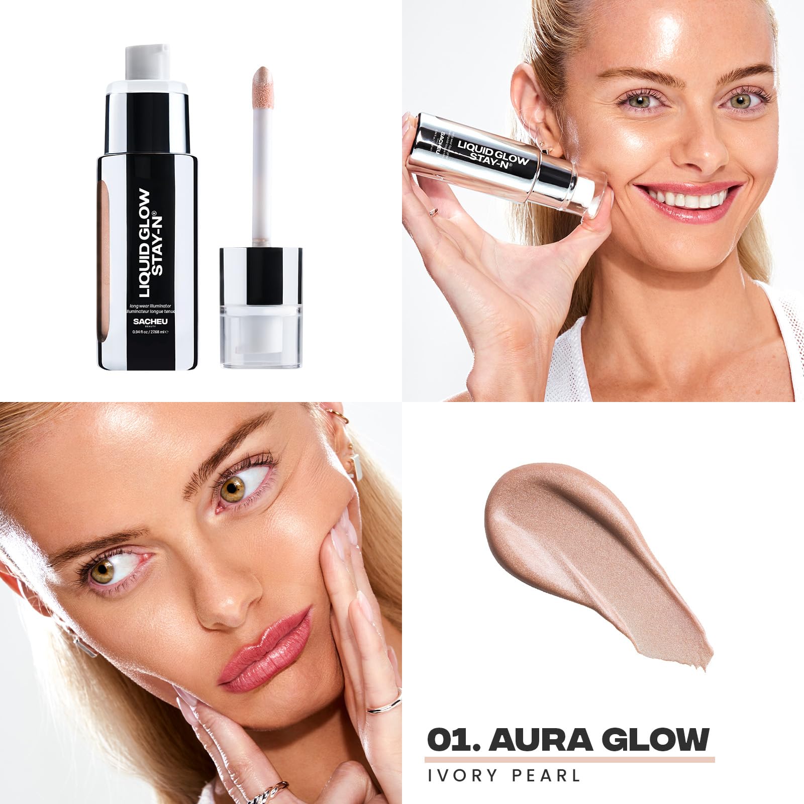 Sacheu Liquid Glow Stay-N: aplicador doe-foot para iluminación suave y controlada