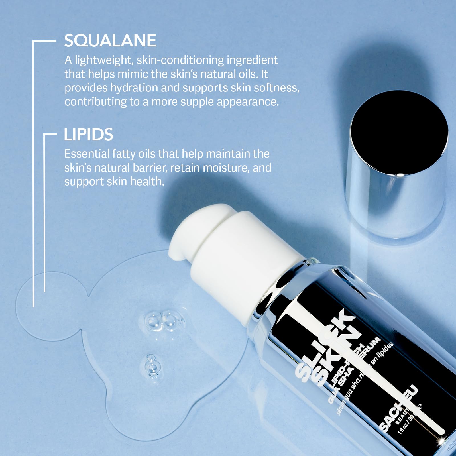 Sacheu Slick Skin: textura suave facilita deslizamiento en masajes faciales.