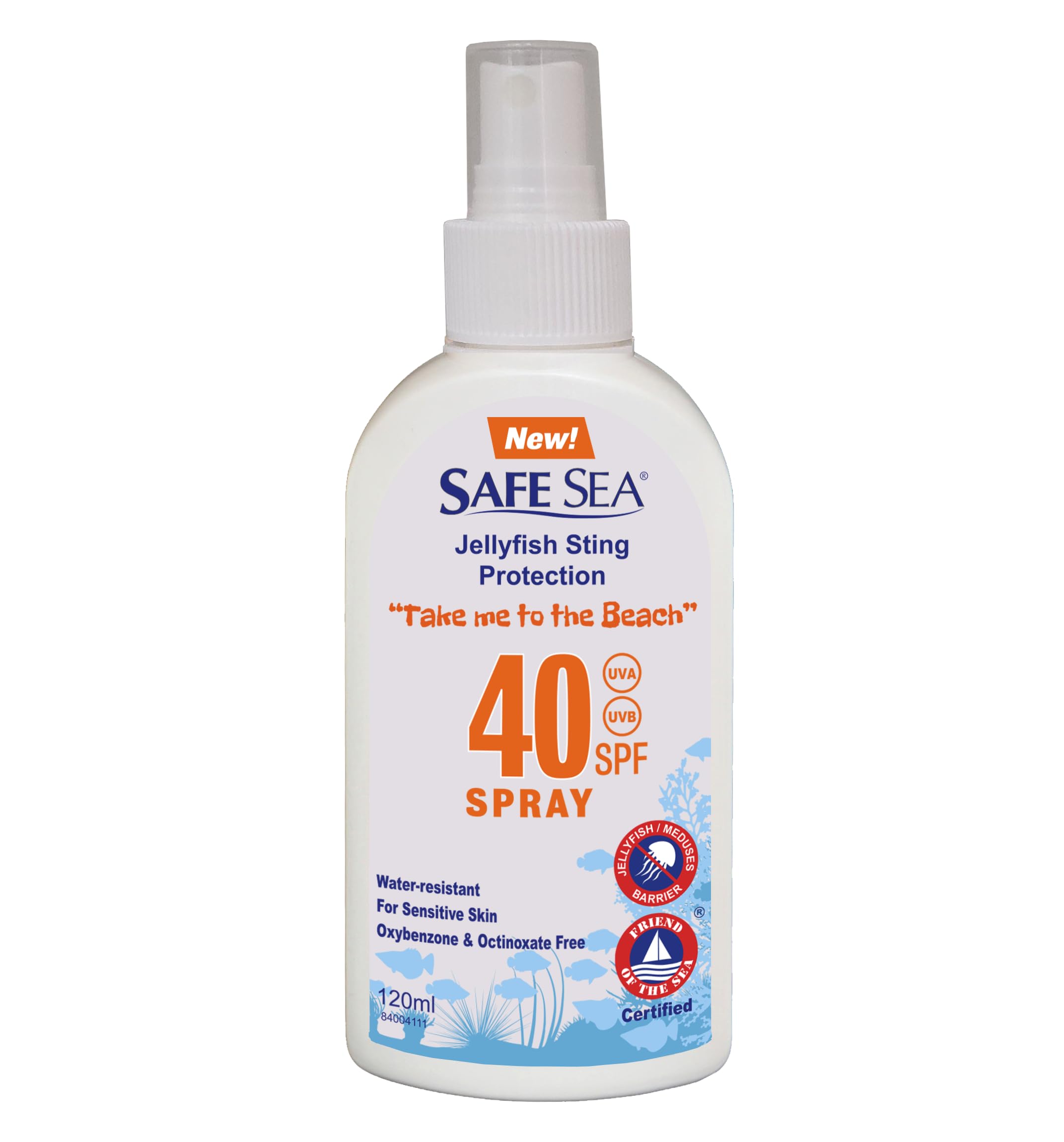 Safe Sea spray SPF40 de 118 ml, protección rápida para el sol y el mar.