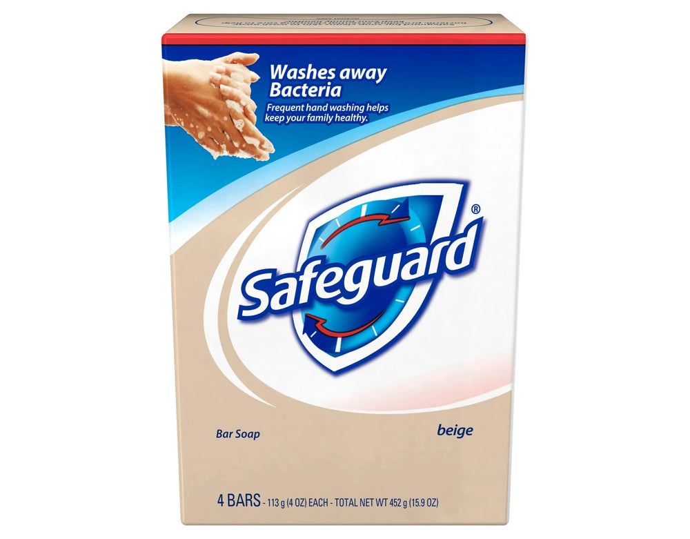 Safeguard Jabón antibacterial, cuatro barras, limpieza constante para cuerpo.