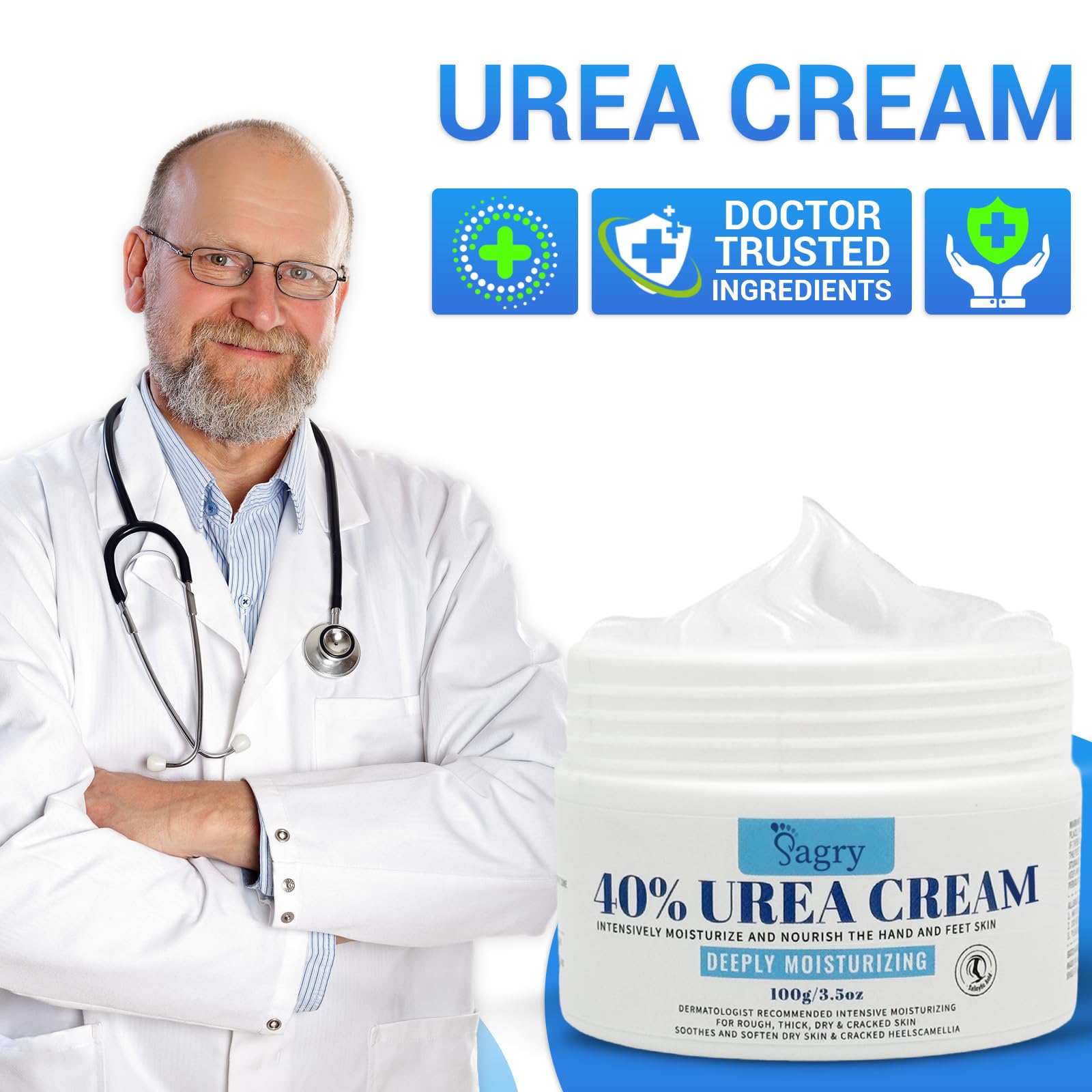 Sagry Urea 40% para codos, suaviza la piel seca.