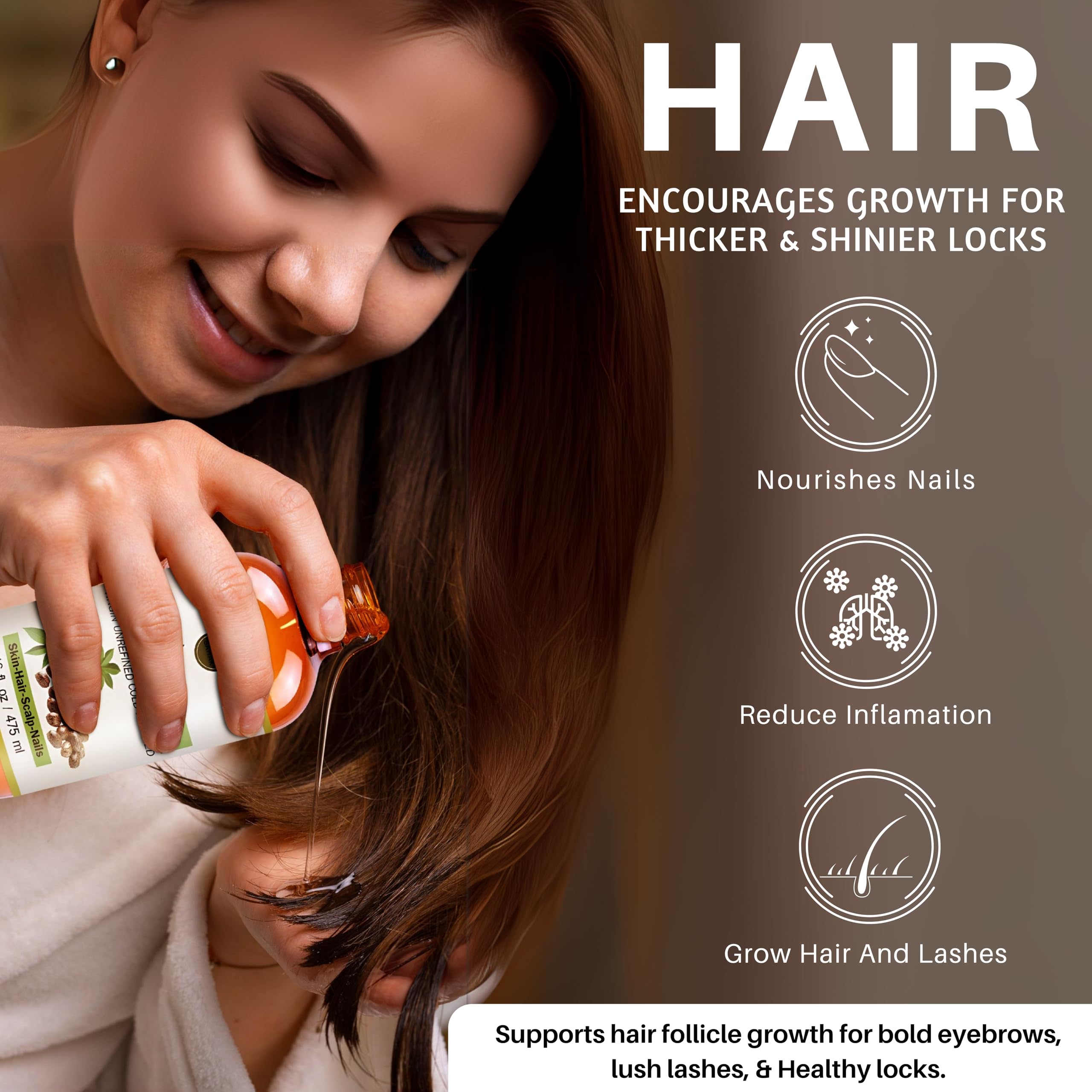 SAHAK organic castor oil in glass bottle suitable for hair and skin care.