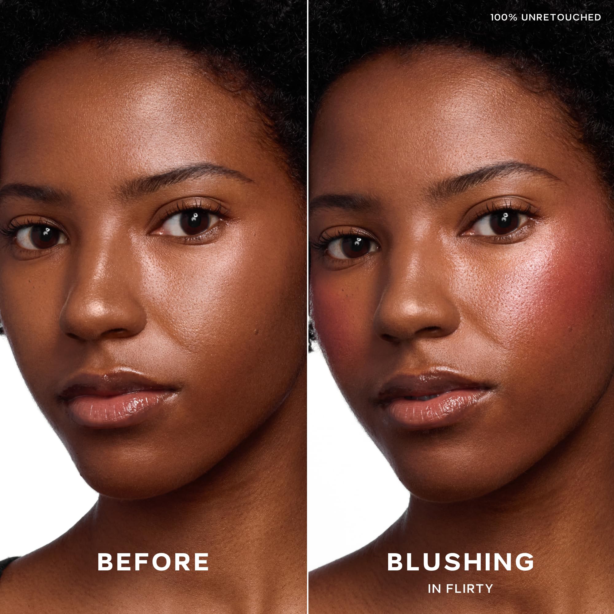 Aplicación en pómulos con rubor líquido para un aspecto natural.