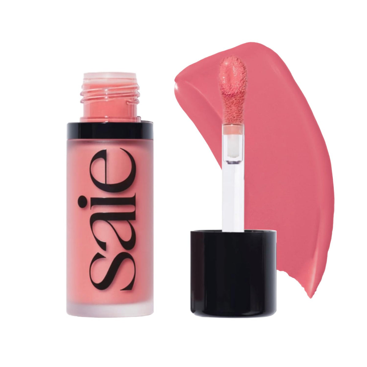 Saie Dew Liquid Blush flacon texture crème légère pour un éclat naturel et lumineux.