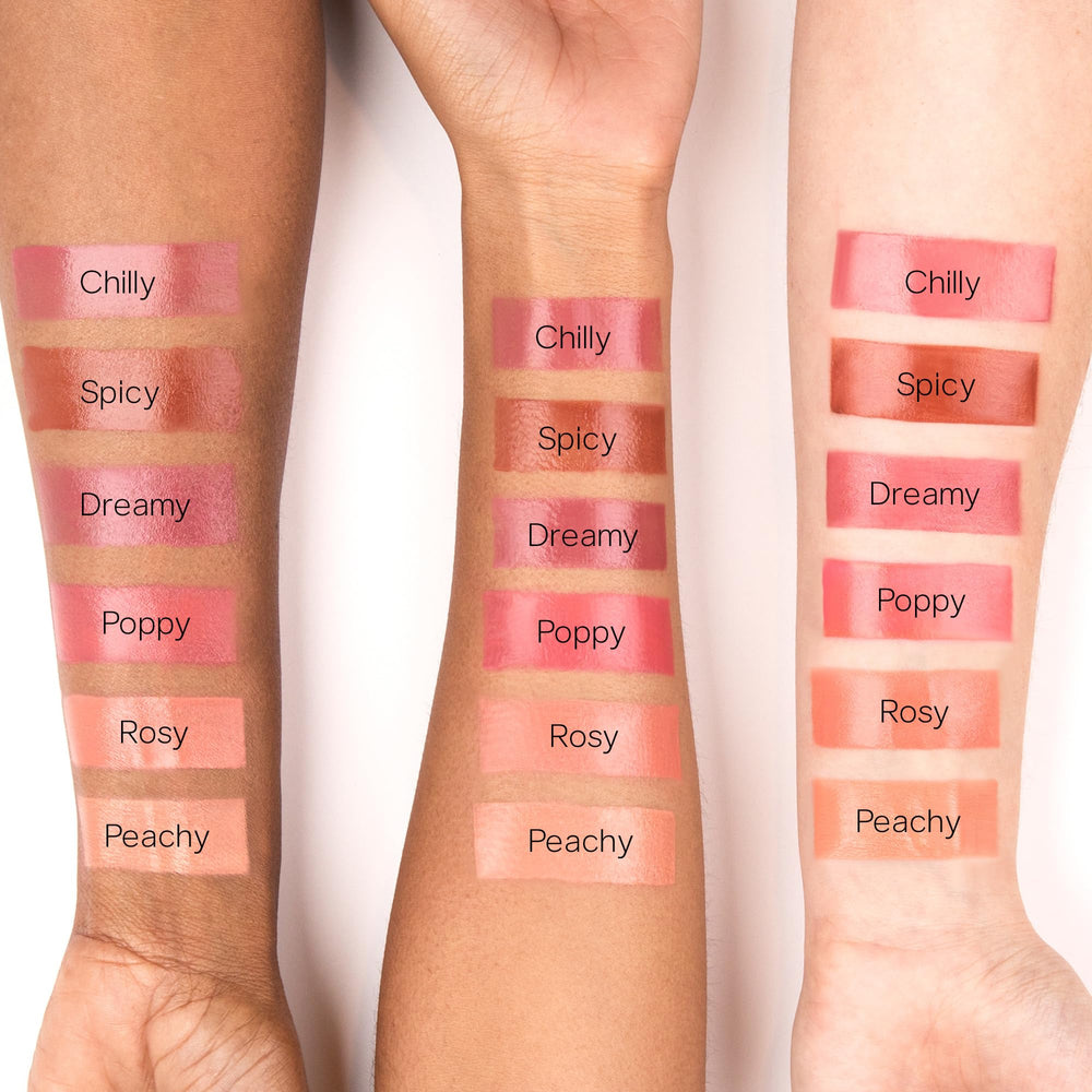 Saie Dew Liquid Blush mejillas naturales con acabado radiante.