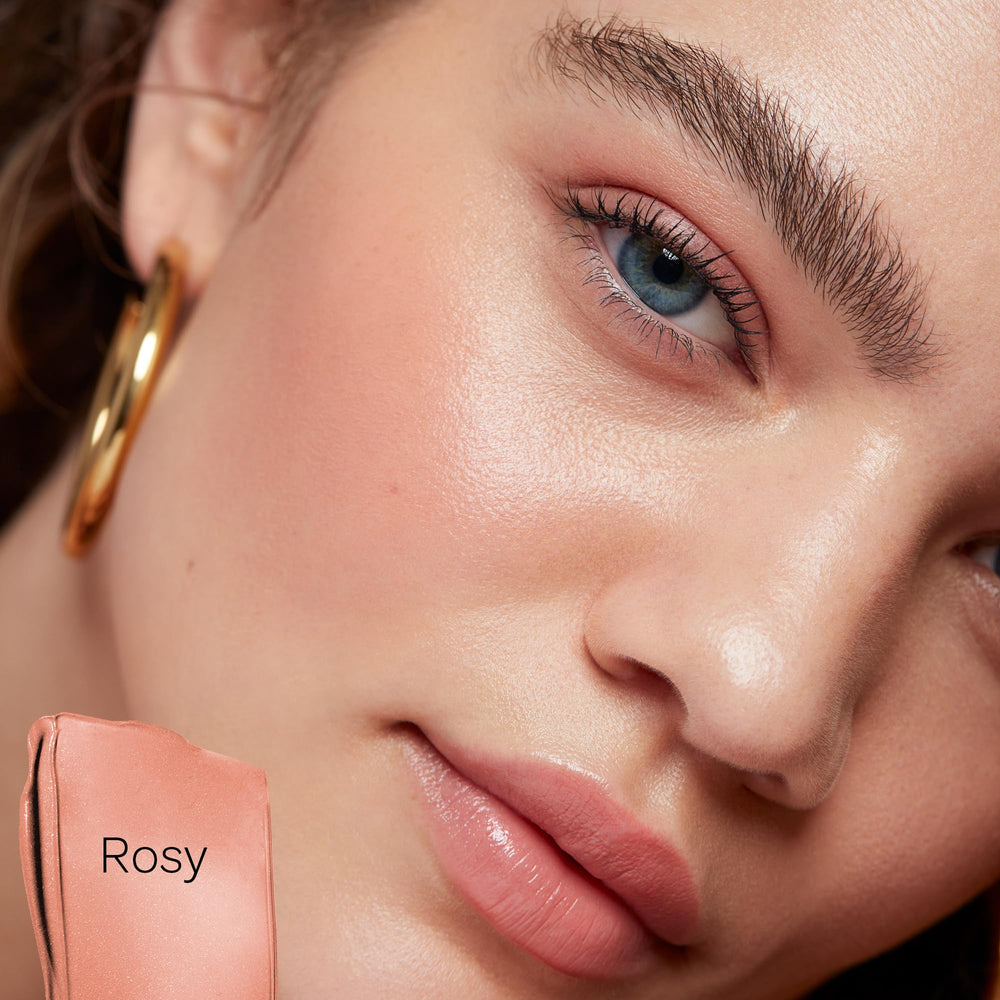 Saie Dew Liquid Blush Rosy, difuminado en dos puntos para mayor intensidad
