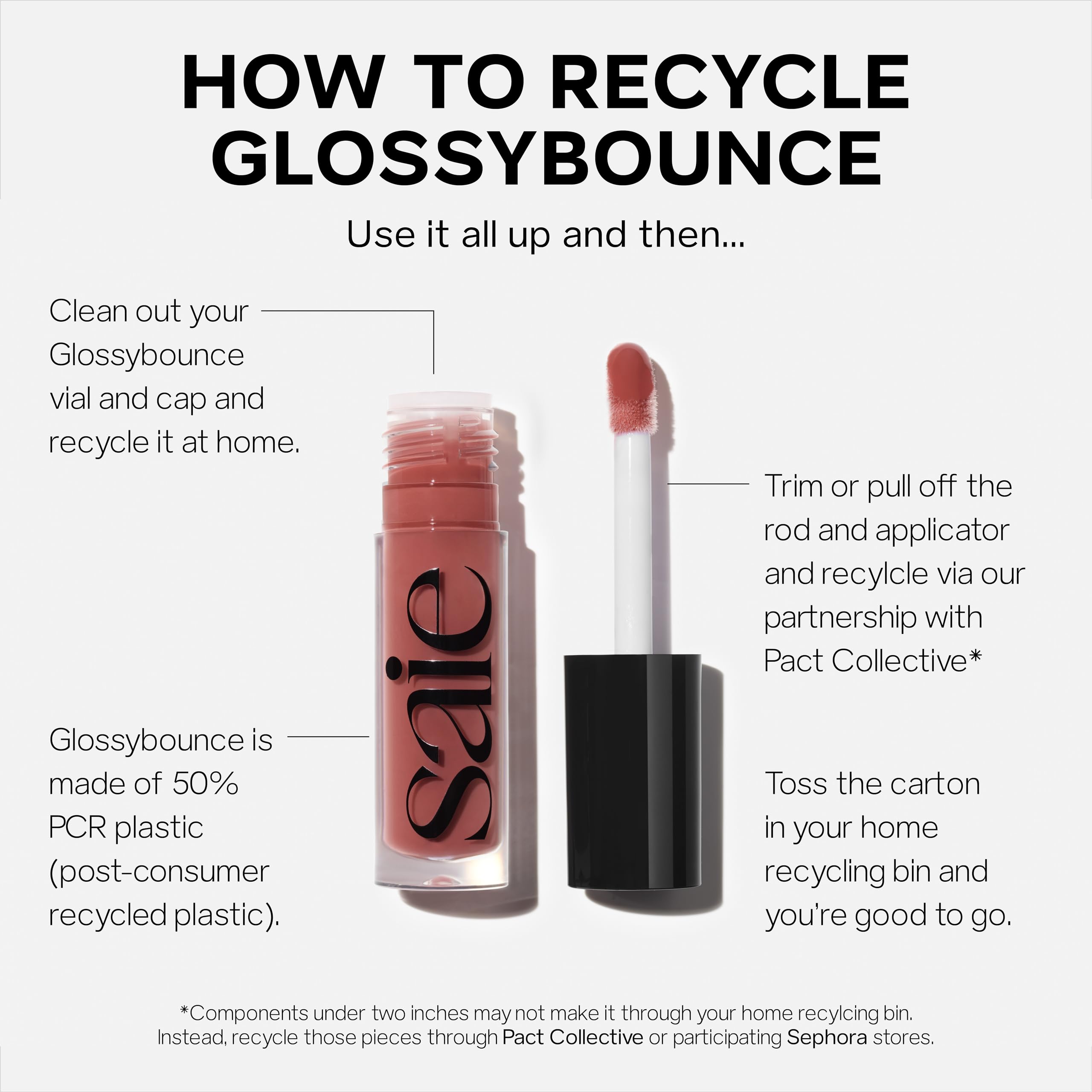 Saie Glossybounce packaging showcases vegan, cruelty-free lip beauty.