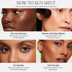 Texture crème légère Sun Melt qui se fond rapidement sur la peau.