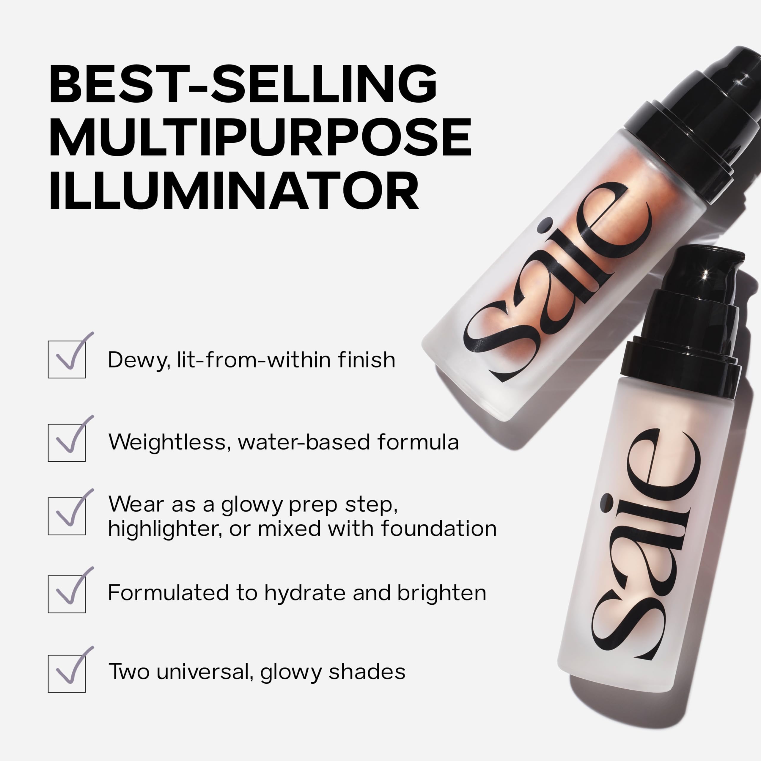 Saie Sunglow Mini Glowy, aceite de escualano, hidratación sedosa y ligera.