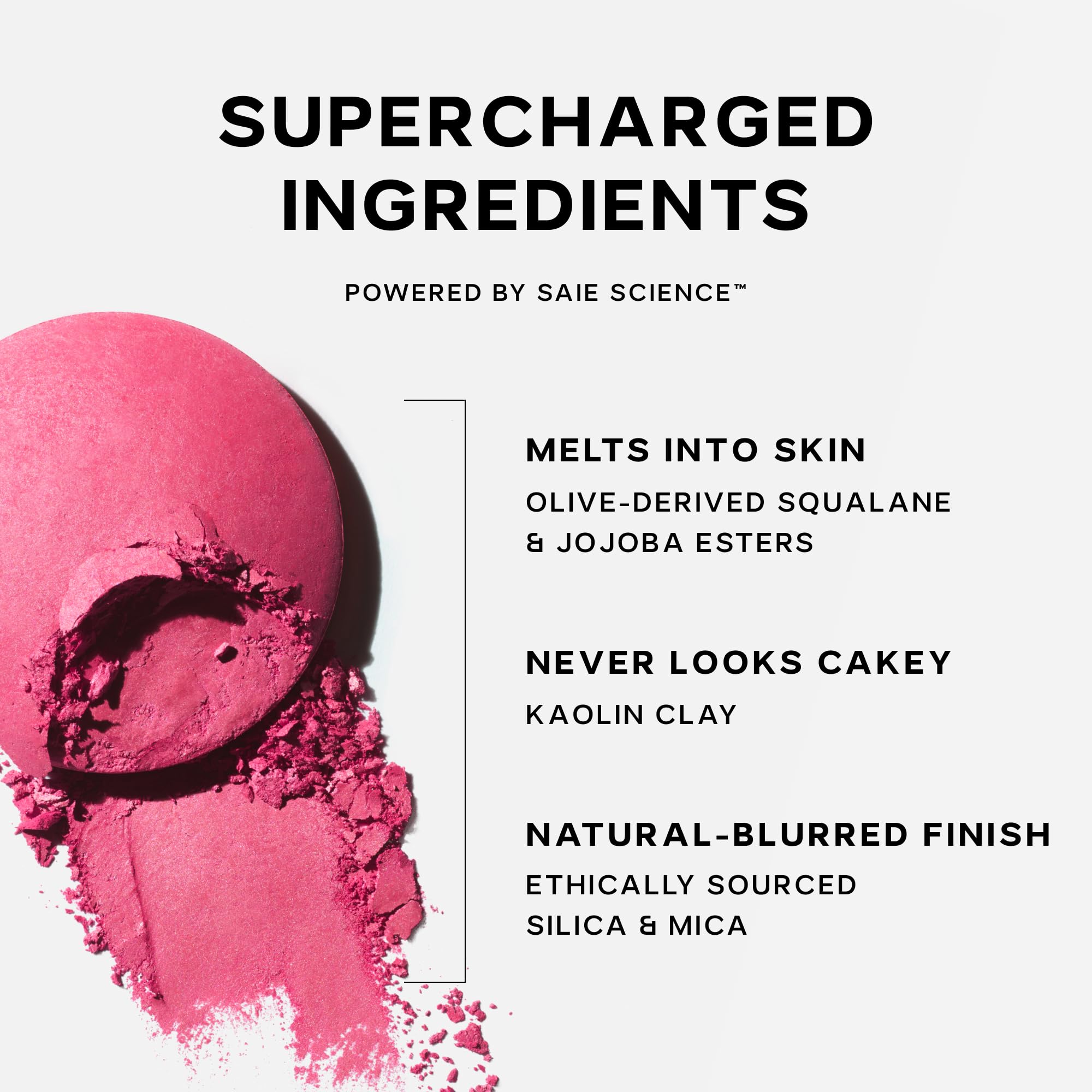 Saie SuperSuede Baked Blush libre de crueldad y sin parabenos.