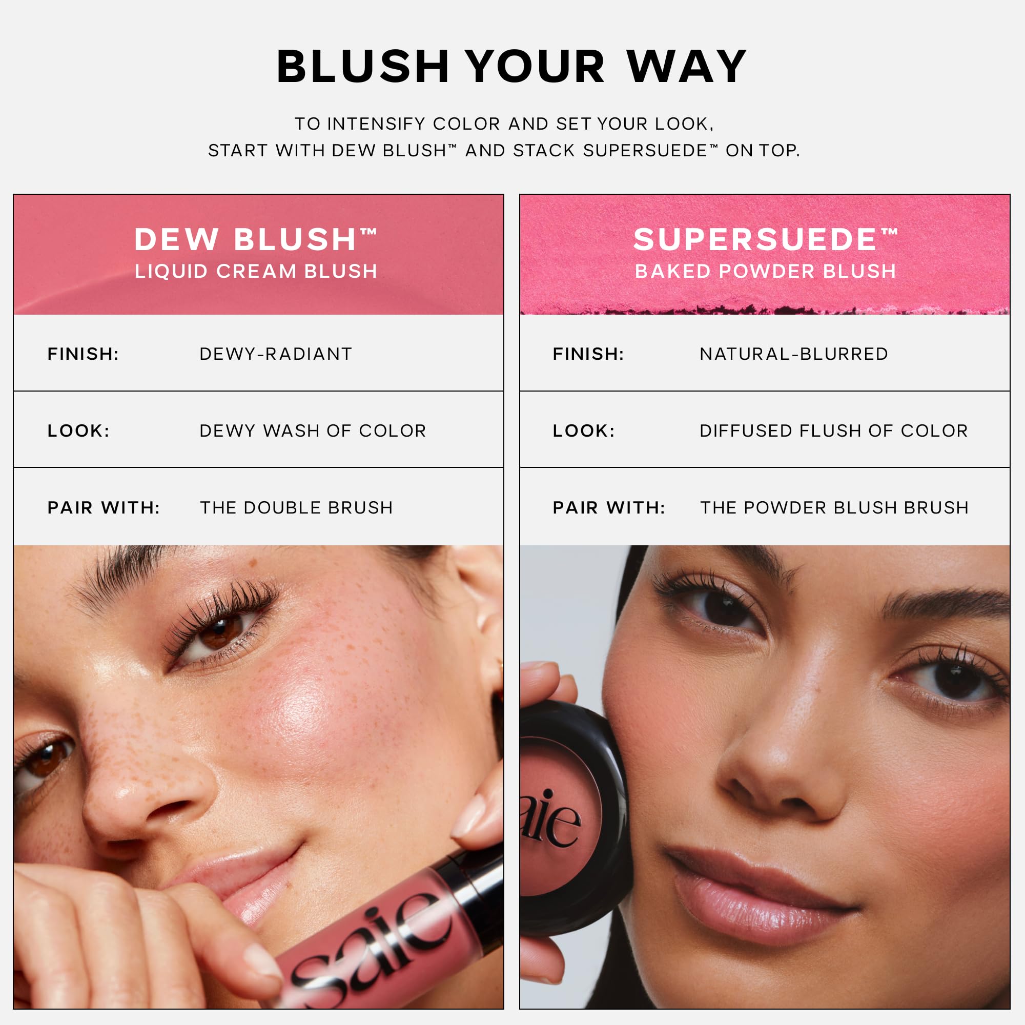 Saie SuperSuede Baked Blush tono rosado para look diario