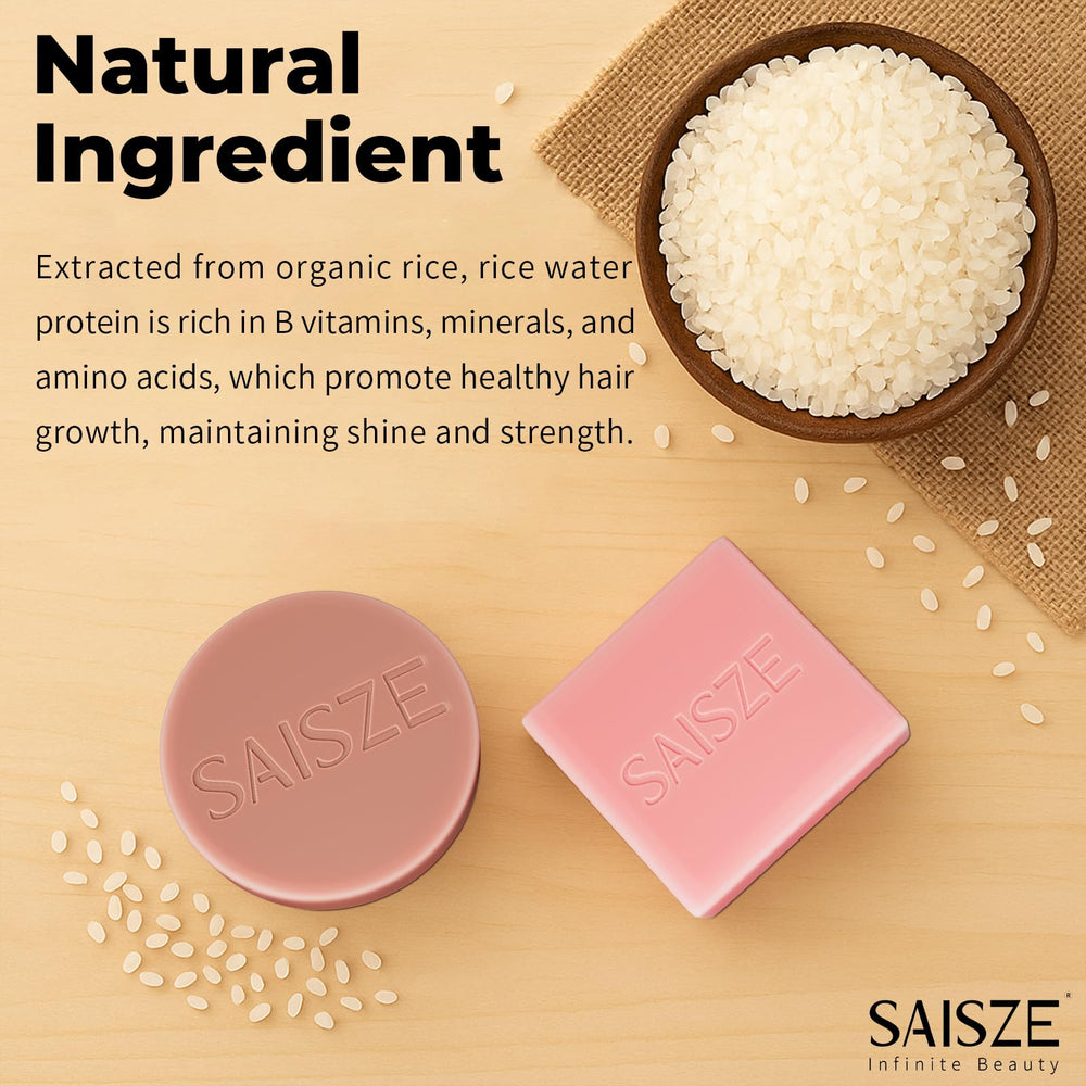 SAISZE textura barra champu, aplicación fácil para cabello limpio.