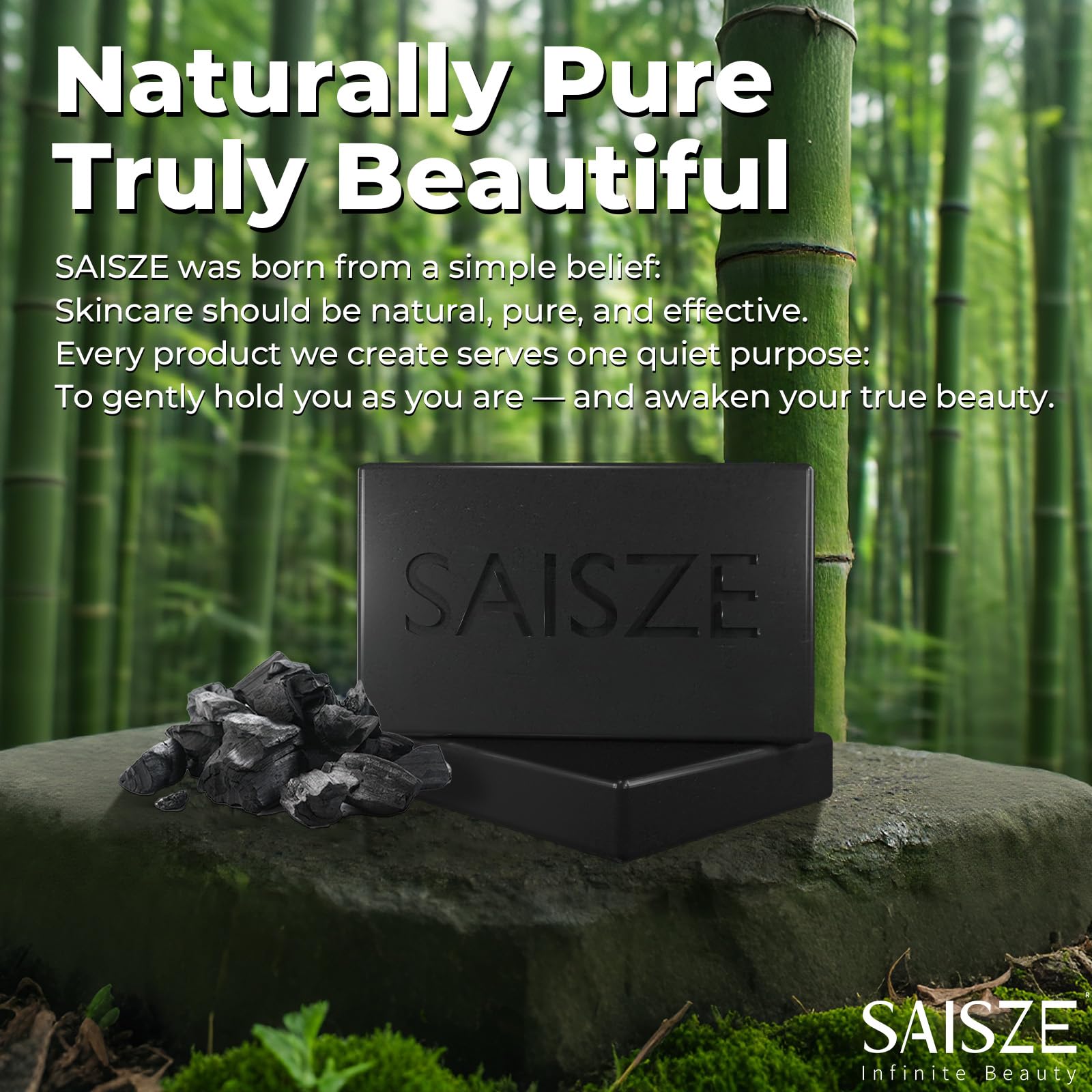 SAISZE Jabón de carbón activado: uso para cara, cuerpo y manos.