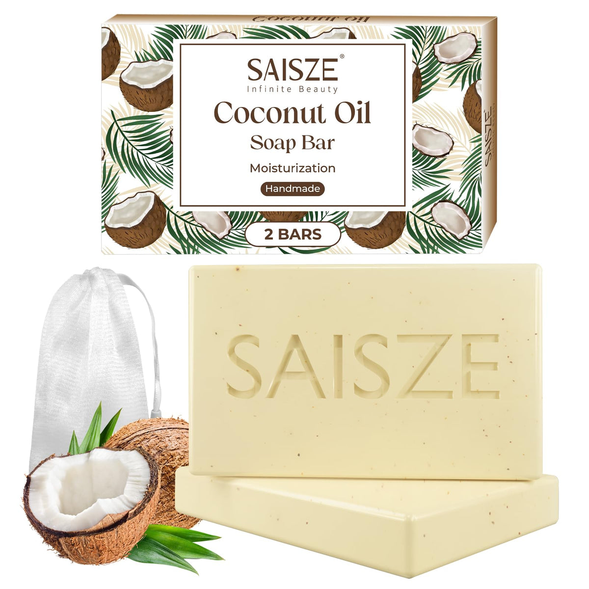 SAISZE jabón coco y karité, barra cuerpo: limpieza suave y nutrición