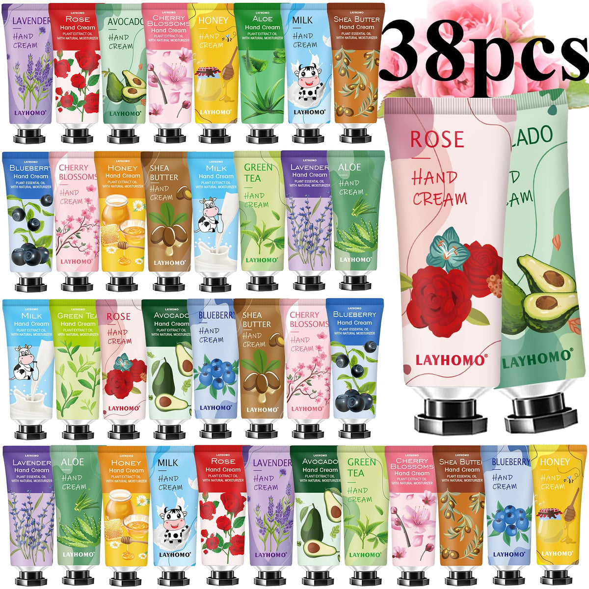 Sakose cremas de manos 38-pack frascos, regalo práctico para cuidar las manos