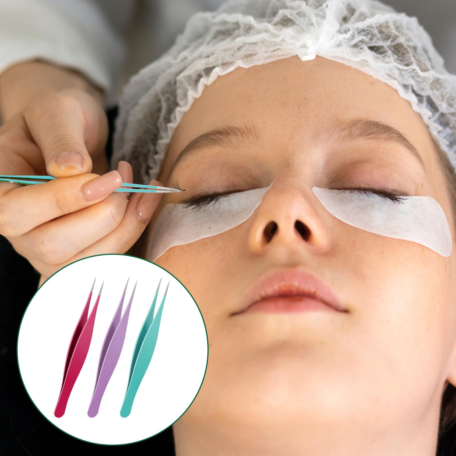 Pinzas salbsever en color morado para el cuidado de cejas y detalles finos.