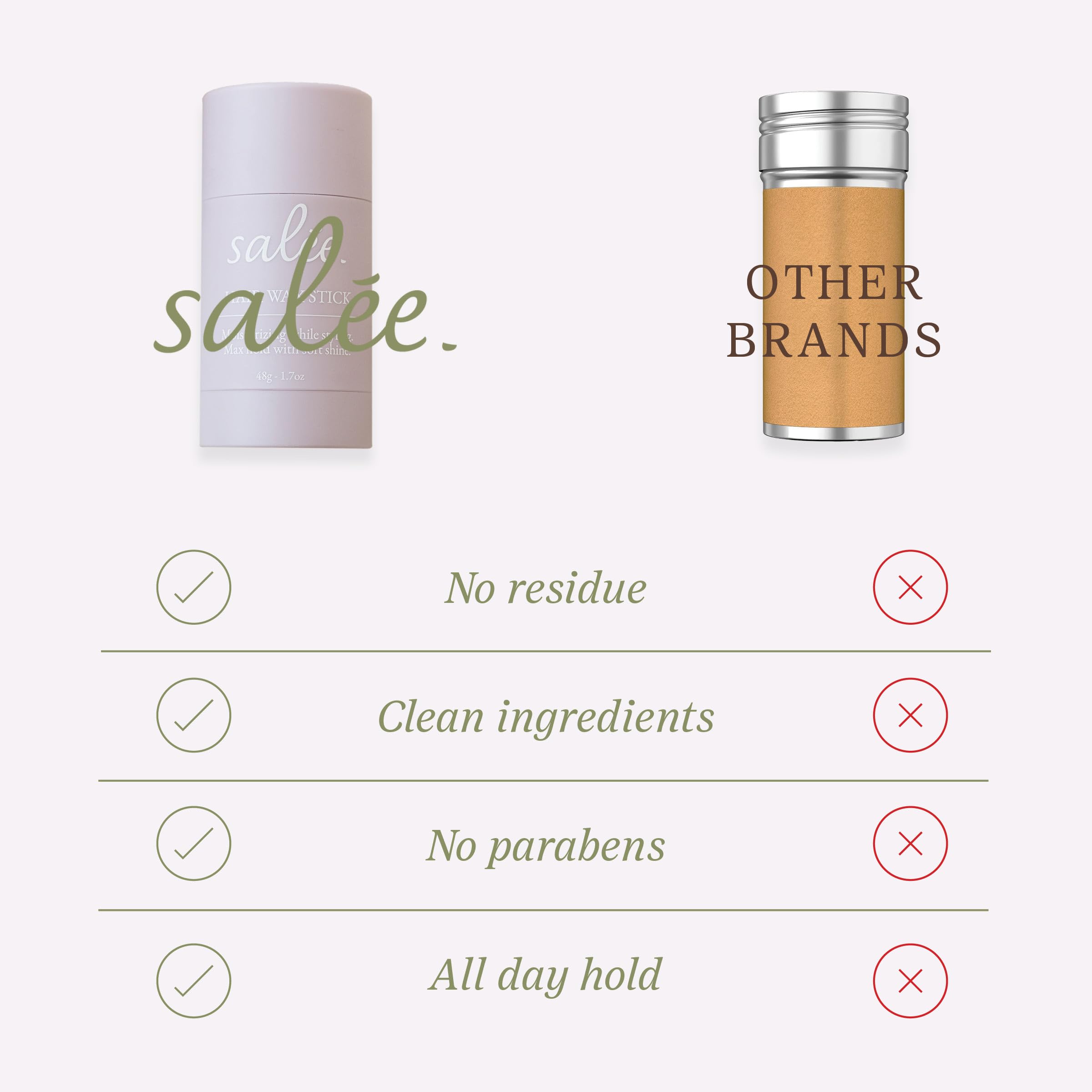 Salée barra de cera para cabello, controla pelitos y frizz con discreción.