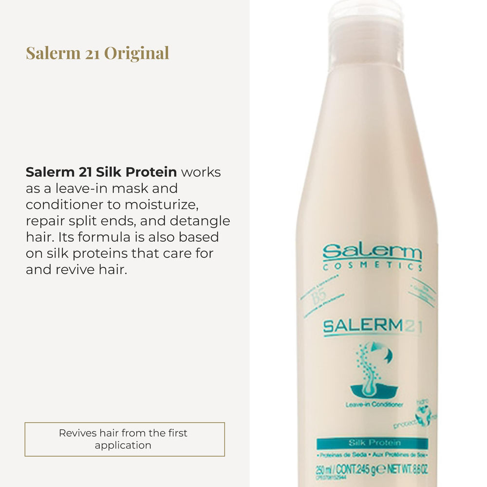 Aplicación Salerm 21 para desenredar e hidratar el cabello