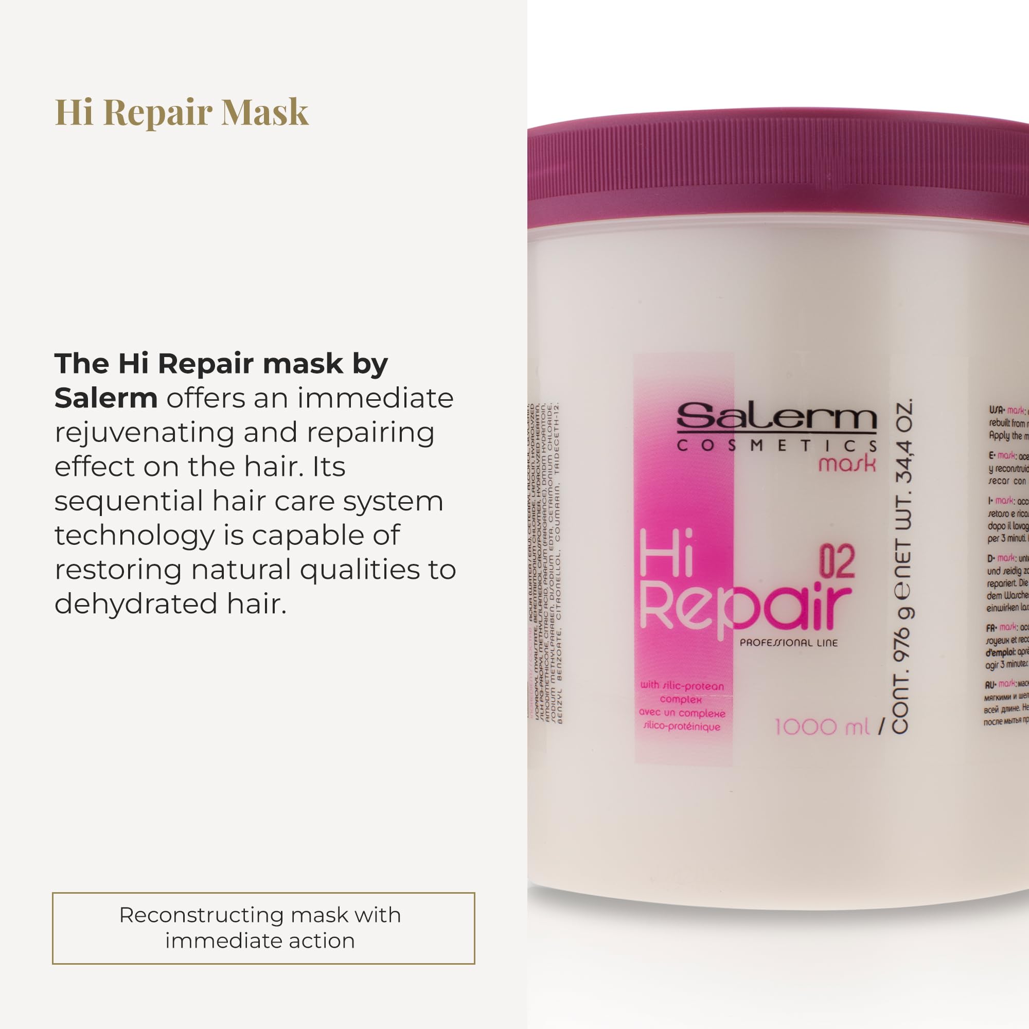 Salerm Hi Repair Mask 02 textura cremosa que facilita la hidratación del cabello