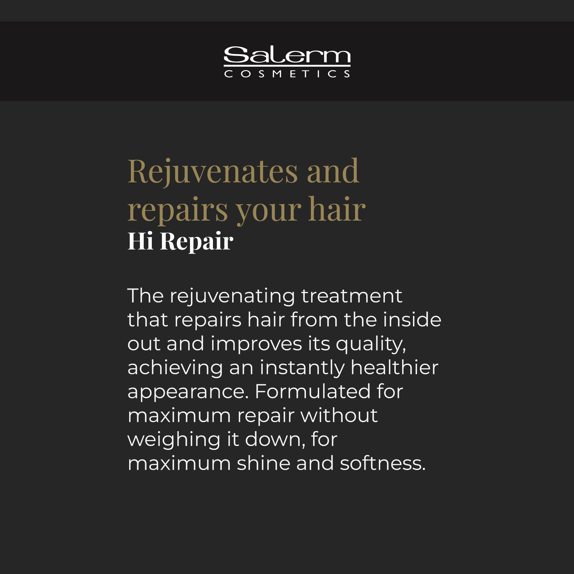 Salerm Hi Repair Shampoo: cabello dañado recibiendo tratamiento y reparación progresiva.