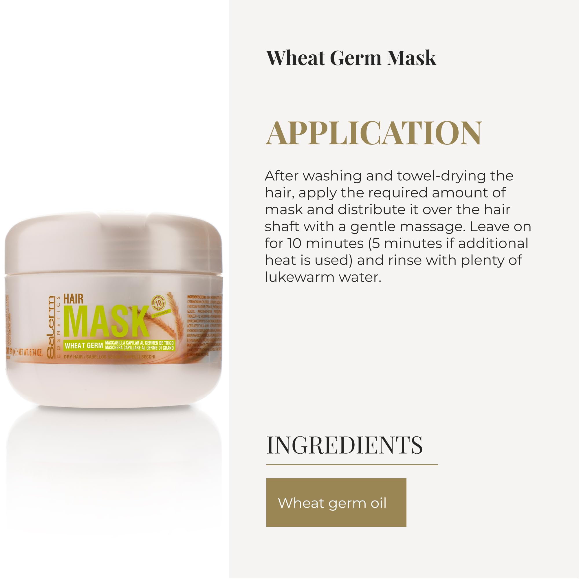 SALERM mascarilla nutritiva, aporta brillo suave y cabello más manejable.