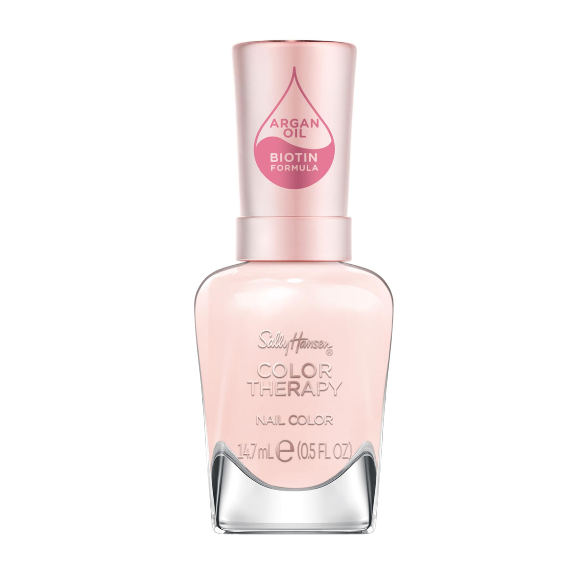 Sally Hansen Color Therapy muestra la botella con brillo suave para uñas sanas y radiantes.