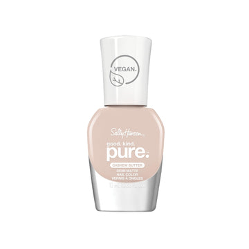 Esmalte Sally Hansen Good. Kind. Pure. en tono mantequilla de anacardo, botella visible para un acabado natural suave.