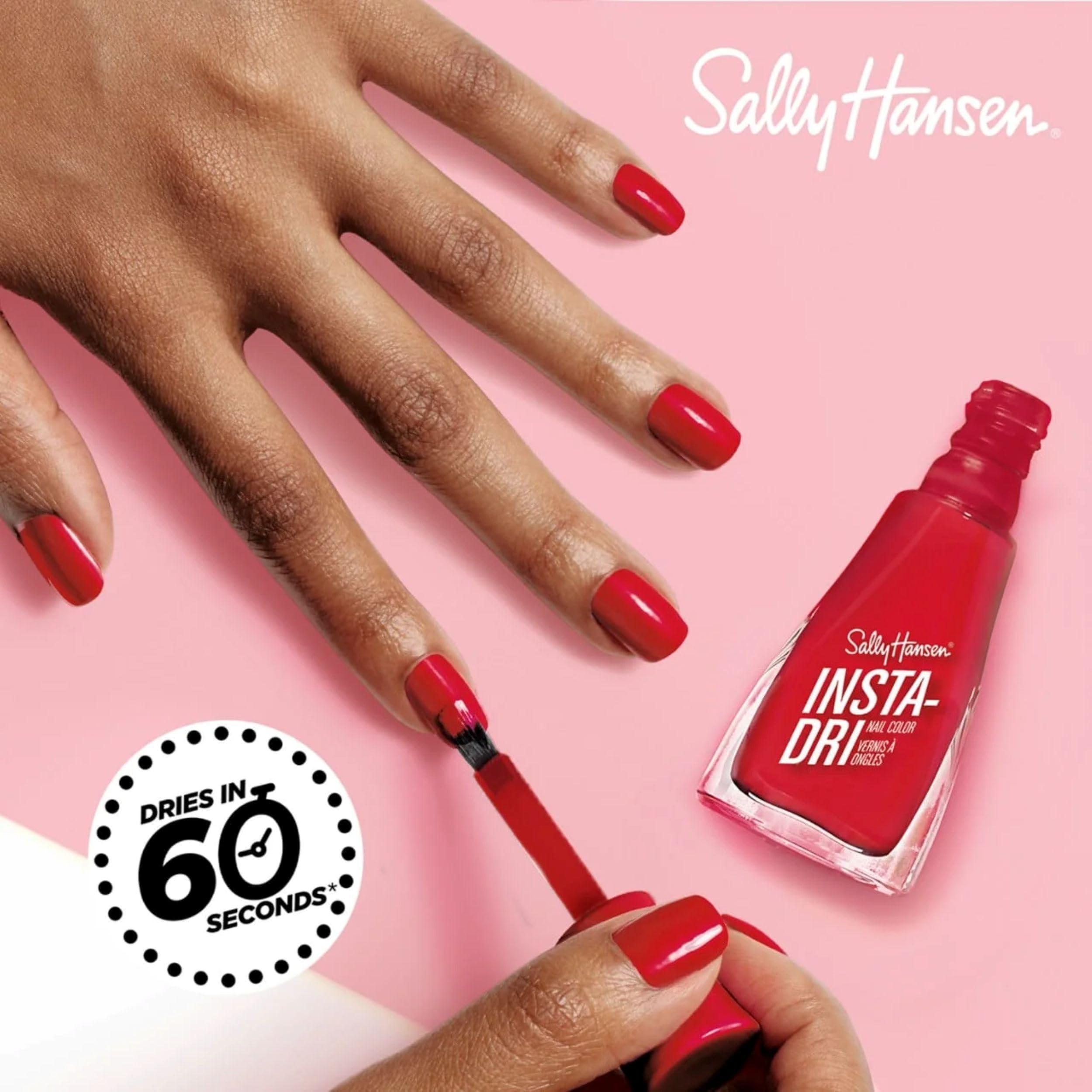 Sally Hansen Insta-Dri se seca en 60 segundos, sin esperas ni manchas.