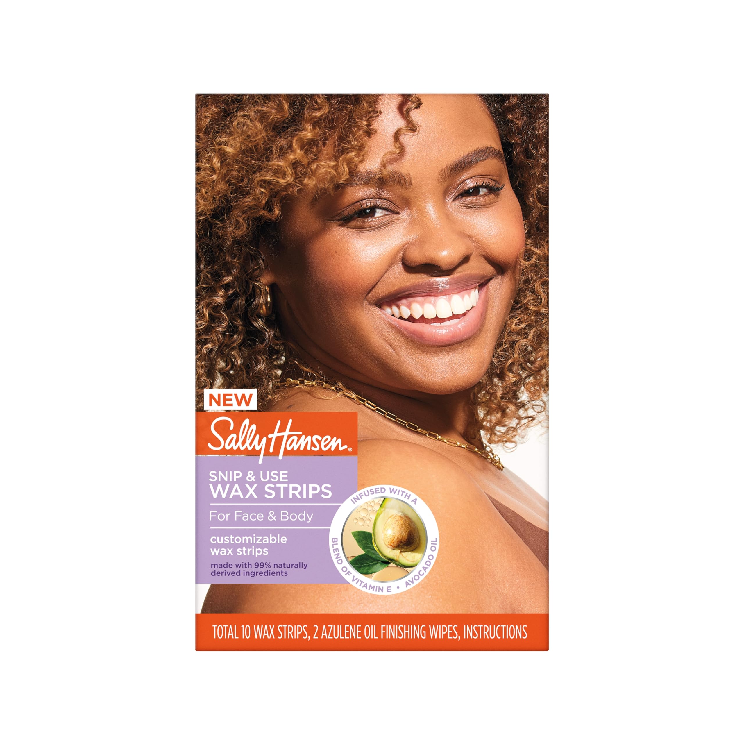 Sally Hansen Snip & Use para cara y bikini, kit de tiras de cera suave