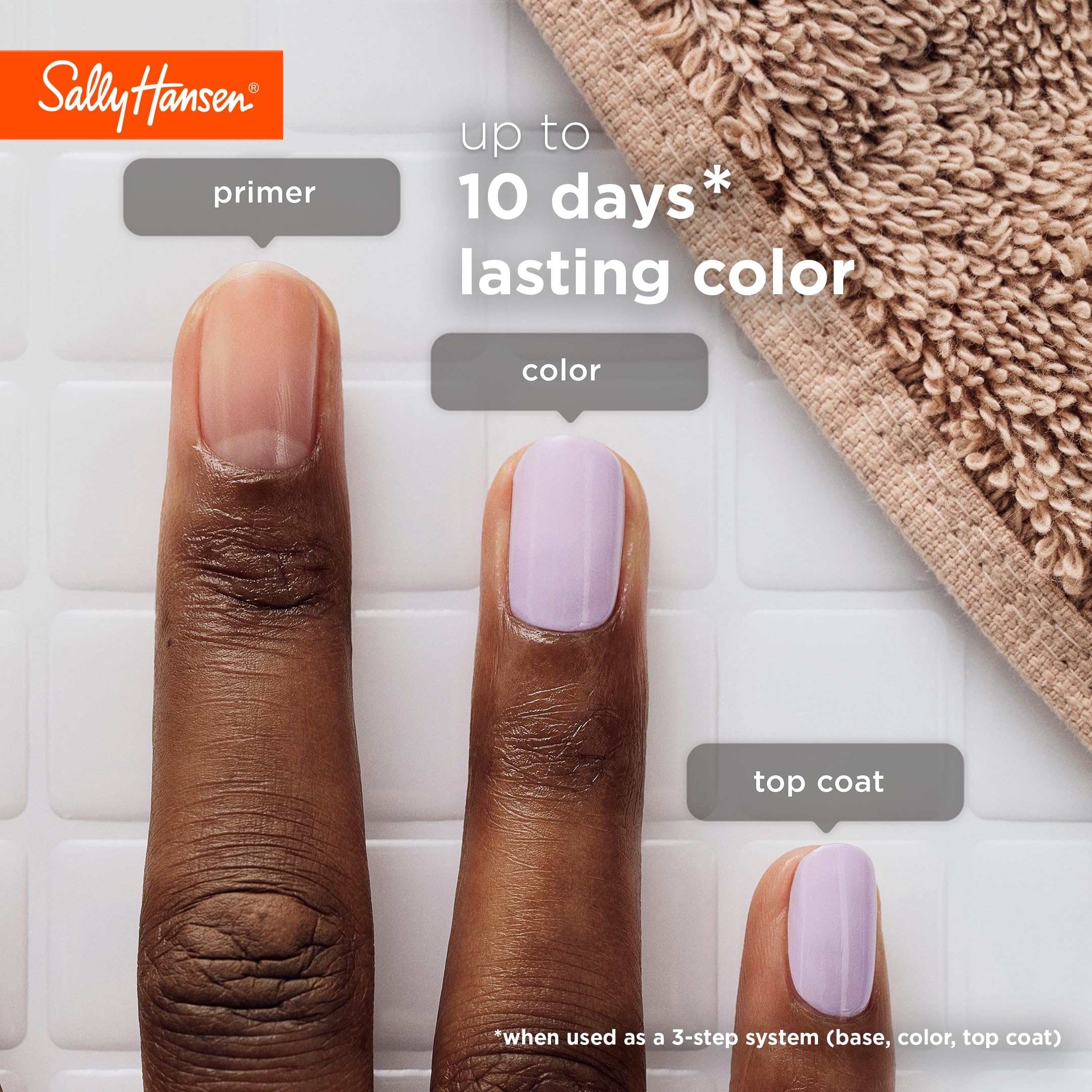 Sally Hansen Miracle Gel acabado gel brillante para uñas lisas.