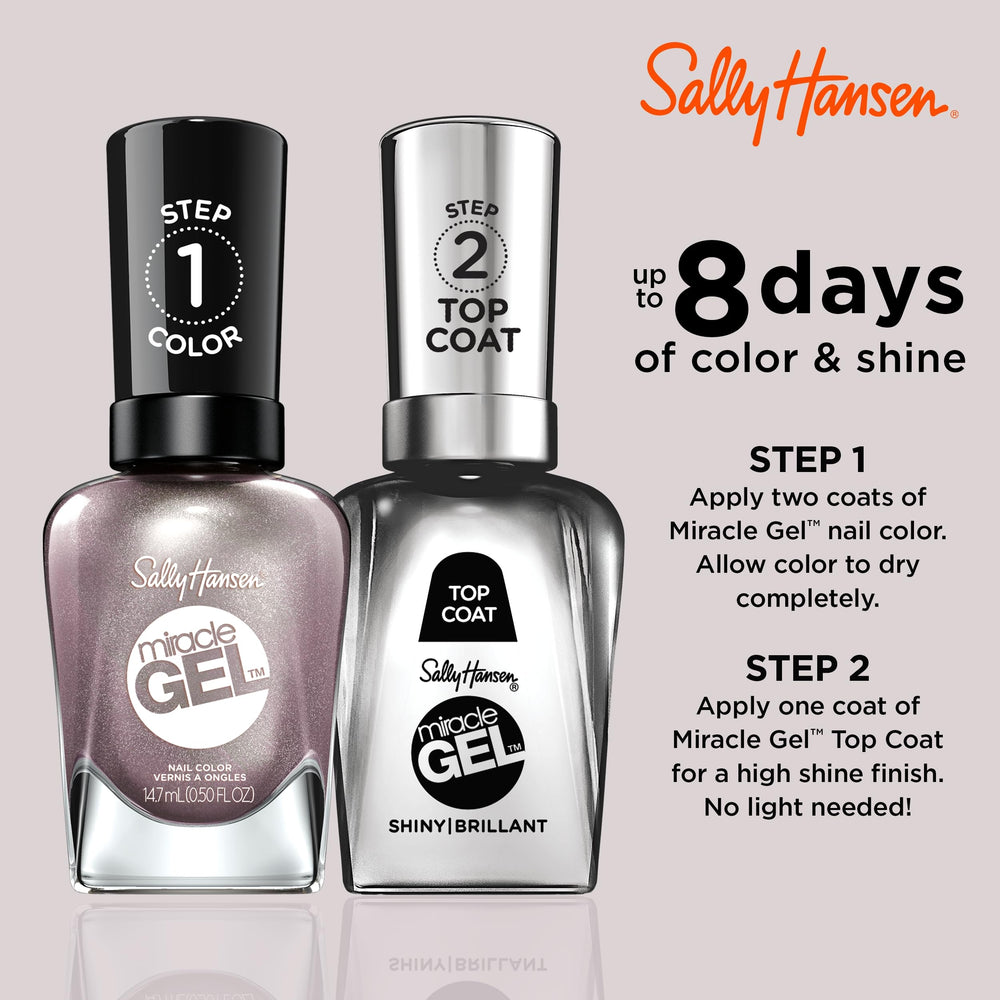 Acabado gel brillante y duradero para uñas con Sally Hansen Miracle Gel Adrenaline Crush.